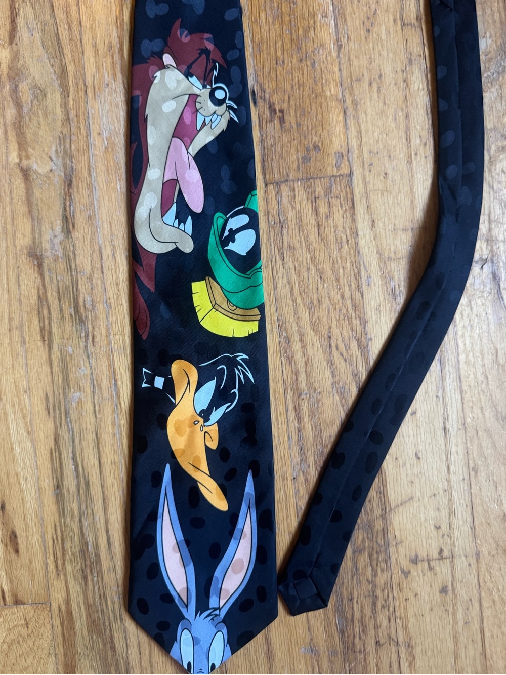 Black Looney Tunes Character Tie featuring Bugs Bunny & Friends